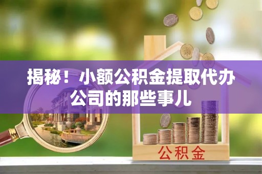 微山揭秘！小额公积金提取代办公司的那些事儿